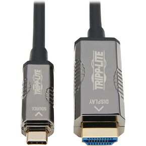 Tripp Lite USB-C to HDMI Fiber Active Optical Cable, 4K Video @ 60HZ (4:2:2), UHD, HDR, CL3 Rated, Black, 2.2 HDCP, 65 Feet / 20 Meters, 3-Year Warranty (U444F3-20M-H4K6)