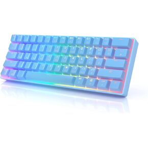 HK GAMING GK61 Mechanical Gaming Keyboard - 61 Keys Multi Color RGB Illuminated LED Backlit Wired Programmable for PC/Mac Gamer (Gateron Optical Red, Blue)