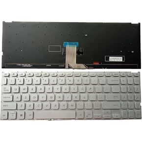 Laptop Replacement US Layout with Backlight Keyboard for Asus Vivobook S533 S533E S533EA S533F S533FA E510M X521 X521J X521F X521FA X521EA X521IA X521EQ S5600 S5600IA S5600EA S5600FA Silver
