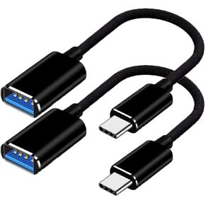 USB Type C to USB, 2 Pack USB C to USB 3.0 Adapter Female OTG Cable Thunderbolt3 to USB Adapter Compatible with MacBook Pro/Air, iPhone 16 Pro Max/16 Plus/16/15, Galaxy S24/S23/S22/S21(Black)