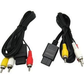 USonline911 Pack of 2 AC Adapter Power Supply & AV Cable Cord Compatible with Nintendo 64 N64 AV Audio Video A/V Cable