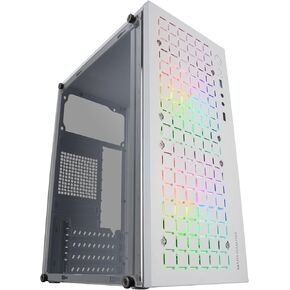 MC-CORE, Ultra-Compact Micro-ATX PC Case, Metal-Mesh Front Design, 2X 120mm FRGB Fans, Full Side Window Gaming Case, Mini-ITX PC Case, USB 3.0, Black