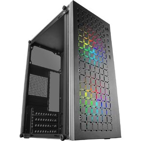 MC-CORE, Ultra-Compact Micro-ATX PC Case, Metal-Mesh Front Design, 2X 120mm FRGB Fans, Full Side Window Gaming Case, Mini-ITX PC Case, USB 3.0, Black in Kuwait