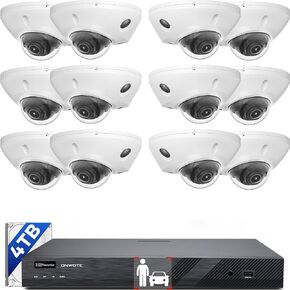 ONWOTE 16 Channel 12MP NVR Security Camera System, 12x 5MP 30FPS Vandal Proof Outdoor PoE IP Cameras, Smart AI Color Night, 16CH 6K 4K Commercial NVR 4TB, 12x Cables(Total 960ft), CCTV for Business