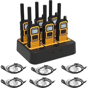 Retevis RB48 Plus Walkie Talkies(6 Pack) with Walkie Talkie Earpiece(6 Pack), Heavy Duty Rechargeable Two Way Radios, Waterproof, Shock Resistant, Group Call, VOX