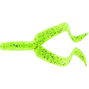 Mister Twister DT10-10S Double Tail Grub, 4", Chartreuse/Silver Flake, Multi, one Size, chartruce