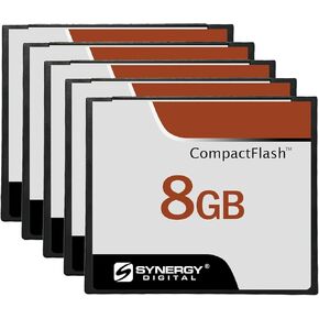Synergy Digital 8GB Compact Flash Memory Cards, Compatible with Canon Powershot S40 Digital Camera - 30MB/s - Pack of 5