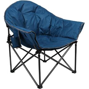 ALPHA CAMP Oversized Camping Chairs Padded Moon Round Chair Saucer Recliner with Folding Cup Holder and Carry Bag in Kuwait