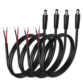 16AWG DC Power Cable, 3.28FT 12V 5A DC Power Pigtail Cable Wire, 5.5mm x 2.1mm Connectors for CCTV Security Cameras and Lighting Power Adapters, 4Pack