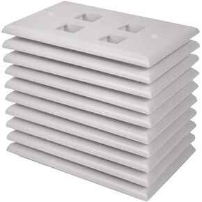 6 Port Keystone Wall Plate with Standard Keystone Jack Insert, Single-Gang - White - 10 Pack