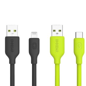 Silicone USB A to Lightning Cable Plus Lime Green USB A to USB C Cable, MFi Certified iPhone Charging Cord for iPhone 14/13 iPad Air, Car CarPlay Cable USB Type C Charger Cord for Pixel 9/8