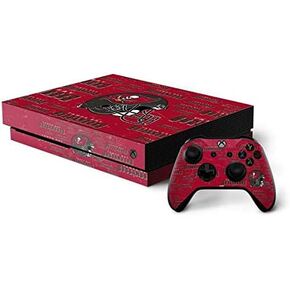 Skinit Decal Gaming Skin Compatible with Xbox One X Bundle - Officially Licensed NFL Tampa Bay Buccaneers - Blast Design