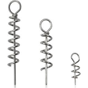 Soft Lure Spring Twist Lock Fishing Crank Centering Pin for Soft Lures Bait Worm Crank Bait Keeper Fishing Screw Lock Stainless Steel Bait Pin