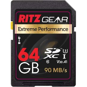 Ritz Gear 256GB High-Speed SDXC UHS-I SD Card, C10, U3, V30, Full-HD & 4K Memory Card