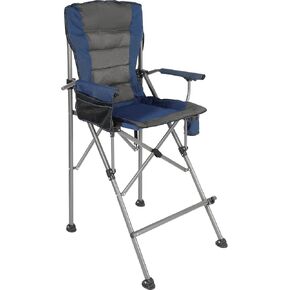 Portable Bar Height Foldable Director Chairs for Adults 330lbs, Extra Tall Folding Chairs for Camping Outside, Comfortable with Makeup Pocket, High Back and Footrest, Black