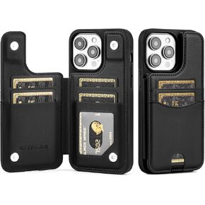 متوافق مع iPhone 14 Pro Max Wallet Case مع حامل البطاقة ، PU Leather RFID Forcing Flockproof Flip Cover Cover Slots Kickstand Men Women Phone Case for Apple 14 Promax ، Black