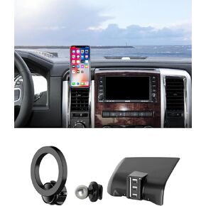 Car Phone Holder for 2019-2024 Dodge RAM 1500/RAM 2500/RAM 3500 Accessories, 360° Rotation Phone Mount Compatible with MagSafe, Cell Phone Holder Does Not Affect Air Vent (12 inch)