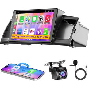 4G+64G Car Stereo for Toyota Corolla EX 2007-2012, 9 Inch Android 13 Touch Screen Corolla Radio with Wireless CarPlay, Android Auto, GPS Navi, 5G WiFi, Bluetooth 5.2, HD Rear Camera, SWC,FM Radio