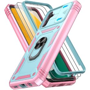 for Samsung Galaxy A13 5G Case with 2PCS Screen Protector, Build in 360° Rotating Ring Kickstand, Military Grade Protective Cover for A13 5G Phone, Blue