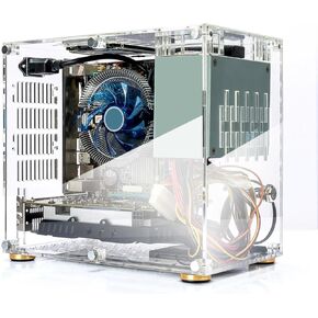 Mini ITX Case, DIY Computer Gaming Case with 360 Degree Cooling, Mini ITX Gaming PC Case, Acrylic Panels, Simple Installation, Home Entertainment, Business Office, for Mini ITX PC