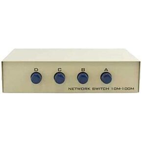 KENTEK RJ45 4 Way Manual Data Switch Box Push Button Style Network I/O ABCD Female Port Phone Internet CAT5 CAT6 Devices