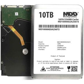 MaxDigitalData (MD10000GSA25672) 10TB 7200RPM SATA 6Gb/s 256MB Cache 3.5inch Internal Desktop Hard Drive - 3 Years Warranty (Renewed)
