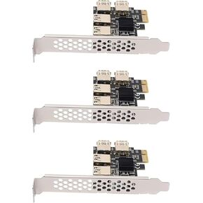 3X New 4 Ports PCIe Riser Adapter Board PCI-E 1X to 4 USB 3.0 PCI-E Rabbet GPU Riser Extender ETH/Monero XMR