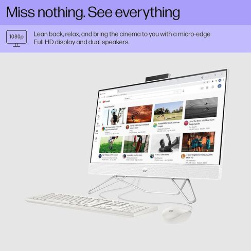 HP All-in-One 24-CB100 All-in-One Desktop 2024 New, Intel i5-1235U 10-Core, 23.8" FHD IPS Touchscreen Display, Intel UHD Graphics, Wi-Fi, 16GB DDR4 1TB M.2 SSD, Win10 Home in Saudi Arabia