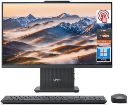 Lenovo 2024 IdeaCentre 24" All-in-One, FHD 100Hz,Anti-Glare, Touchscreen, AMD Ryzen 5 7535HS, 64GB DDR5 RAM, 1TB SSD, Wireless KB & Mouse, RJ-45, Wi-Fi 6, Webcam, W11 Pro, Grey in Saudi Arabia