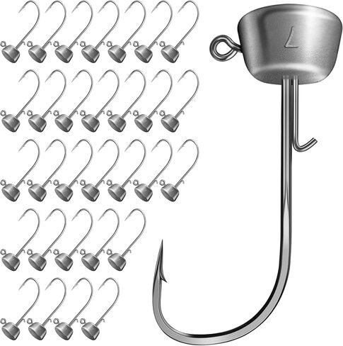 Ned Rig Jig Heads Kit – 30pcs Mushroom Jighead Hooks for Bass & Crappie Fishing Lures, Perfect for Soft Plastic Baits in Freshwater & Saltwater in Kuwait