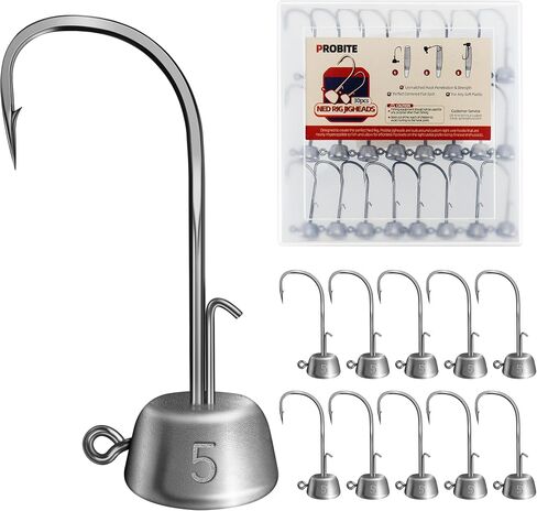 Ned Rig Jig Heads Kit – 30pcs Mushroom Jighead Hooks for Bass & Crappie Fishing Lures, Perfect for Soft Plastic Baits in Freshwater & Saltwater in Kuwait