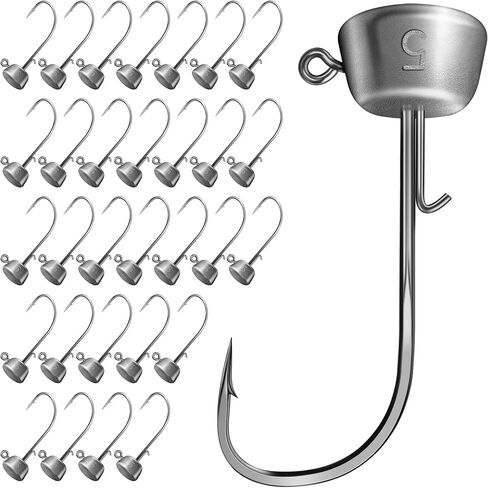 Ned Rig Jig Heads Kit – 30pcs Mushroom Jighead Hooks for Bass & Crappie Fishing Lures, Perfect for Soft Plastic Baits in Freshwater & Saltwater in Kuwait