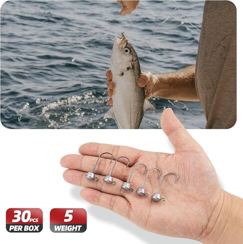 Ned Rig Jig Heads Kit – 30pcs Mushroom Jighead Hooks for Bass & Crappie Fishing Lures, Perfect for Soft Plastic Baits in Freshwater & Saltwater in Kuwait