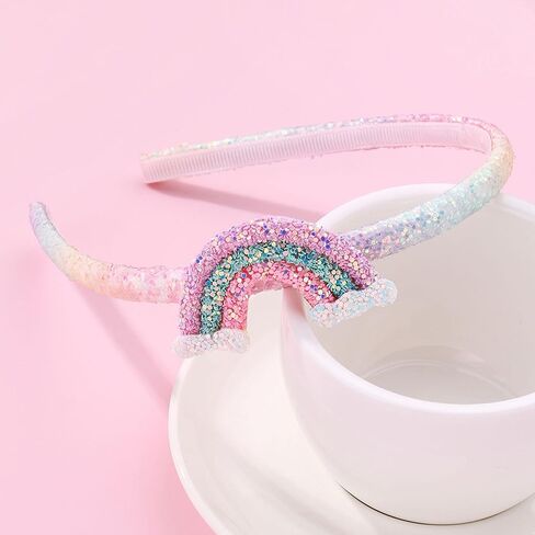 عصابة رأس على شكل آذان القطط، عصابة رأس بألوان قوس قزح لامعة للفتيات، عصابة رأس من الترتر اللامع، عصابة رأس جميلة ورقيقة مضادة للانزلاق، إكسسوارات شعر ممتعة للفتيات والأطفال الصغار in Kuwait