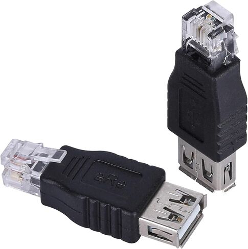 RJ11 Male to USB Female Telephone Connector, 2 Pack RJ11 Plug to USB A Telephone Line Adapter for Communication Fax Machine (RJ11 6P2C) in Saudi Arabia