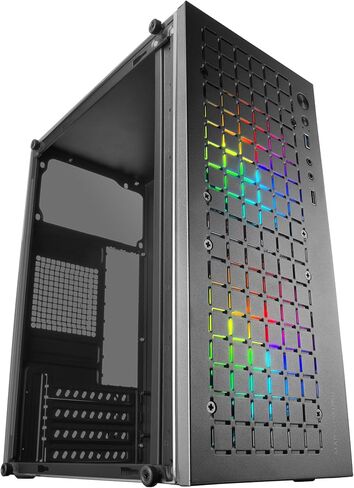 MC-CORE, Ultra-Compact Micro-ATX PC Case, Metal-Mesh Front Design, 2X 120mm FRGB Fans, Full Side Window Gaming Case, Mini-ITX PC Case, USB 3.0, Black in Saudi Arabia