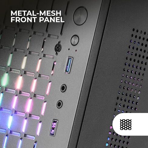 MC-CORE, Ultra-Compact Micro-ATX PC Case, Metal-Mesh Front Design, 2X 120mm FRGB Fans, Full Side Window Gaming Case, Mini-ITX PC Case, USB 3.0, Black in Kuwait