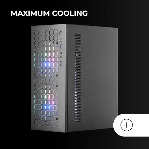 MC-CORE, Ultra-Compact Micro-ATX PC Case, Metal-Mesh Front Design, 2X 120mm FRGB Fans, Full Side Window Gaming Case, Mini-ITX PC Case, USB 3.0, Black in Kuwait