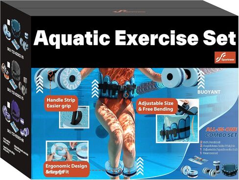 Water Aerobics Pool Exercise Equipment: Sportneer Water Workout Combo Set Includes High Density Water Dumbbell Swim Belt Water Ankle Weights for Aqua Therapy Pool Fitness Water Exercise in Saudi Arabia