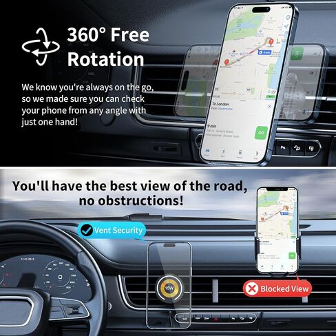 بالنسبة إلى حامل سيارة Magsafe ، 17 مغناطيسًا قويًا للغاية ، حامل هاتف مغناطيسي 360 درجة للوحة القيادة ، متوافق مع Iphone 15/14/13 Pro Max/Plus/Mini و Magsafe Cases in Kuwait