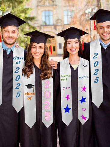 فئة التخرج لعام 2024 - وشاح التخرج الفارغ سهل التخصيص للبالغين من الجنسين، بطول 72 بوصة in Kuwait