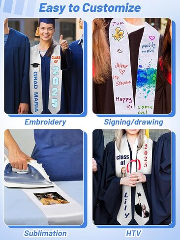 فئة التخرج لعام 2024 - وشاح التخرج الفارغ سهل التخصيص للبالغين من الجنسين، بطول 72 بوصة in Kuwait