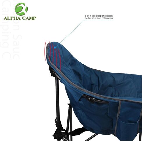 ALPHA CAMP Oversized Camping Chairs Padded Moon Round Chair Saucer Recliner with Folding Cup Holder and Carry Bag in Kuwait