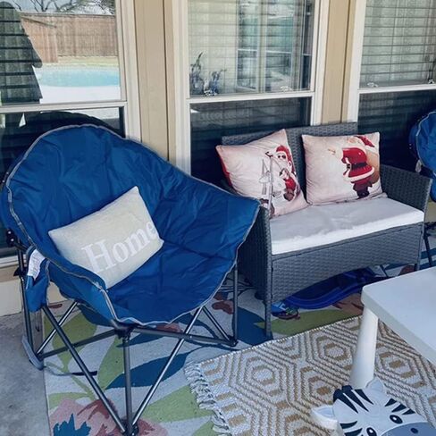 ALPHA CAMP Oversized Camping Chairs Padded Moon Round Chair Saucer Recliner with Folding Cup Holder and Carry Bag in Kuwait