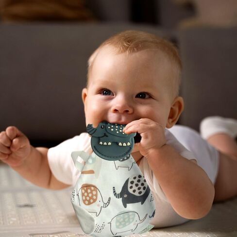 بطانية Malarkey Kids Munch-It: مجموعة عضاضة وبطانية مريحة للأطفال في مرحلة التسنين - تهدئ وتحتضن وتخفف من الانزعاج! (الفيل الجاد) in Kuwait