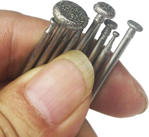 𝐋𝐮𝐨 𝐤𝐞 13 Pcs Cylinder Shape Diamond Burr Set, 3/32'' Shank Diamond Mounted Stone Carving Bit for Dremel Rotary Tools in Saudi Arabia