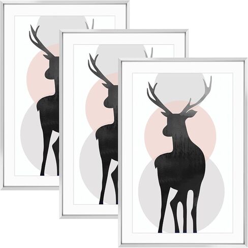 Space Art Deco, 11x14 Picture Frame Set of 3, Display Pictures 8x10 with Mat or 11x14 Without Mat, Wall Mounting Gallery Photo Frames, Gold in Kuwait