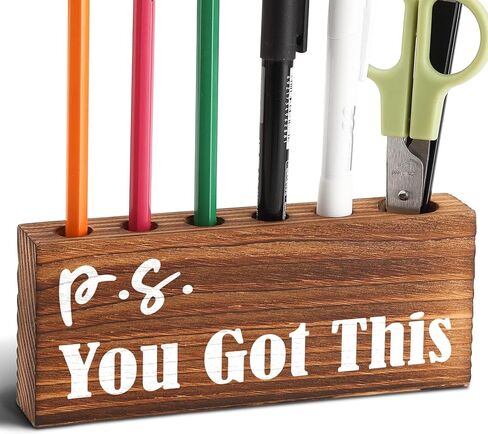 إكسسوارات مكتب لطيفة للنساء حامل أقلام المكتب، لا يسمح بأي أزمة هذا الأسبوع حامل أقلام رصاص خشبي لسطح المكتب هدية للأصدقاء وزملاء العمل، حامل قلم حبر مرح للزعيم EDB06 in Kuwait