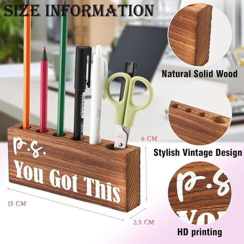 إكسسوارات مكتب لطيفة للنساء حامل أقلام المكتب، لا يسمح بأي أزمة هذا الأسبوع حامل أقلام رصاص خشبي لسطح المكتب هدية للأصدقاء وزملاء العمل، حامل قلم حبر مرح للزعيم EDB06 in Kuwait