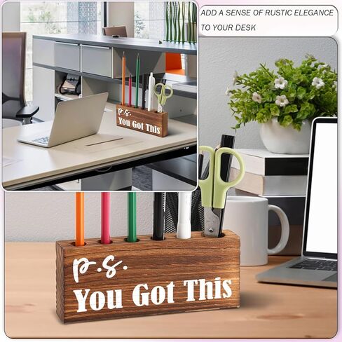 إكسسوارات مكتب لطيفة للنساء حامل أقلام المكتب، لا يسمح بأي أزمة هذا الأسبوع حامل أقلام رصاص خشبي لسطح المكتب هدية للأصدقاء وزملاء العمل، حامل قلم حبر مرح للزعيم EDB06 in Kuwait